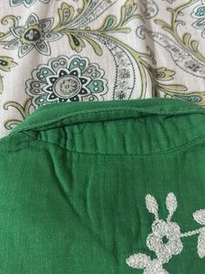 Westside Muslin Embroidered Green shirt