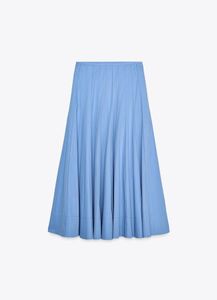Zara Blue Pleated Midi Skirt
