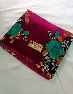 Vibrant Floral Print Saree