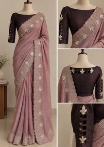 Muave Gota Patti Saree with Silver Embellishments