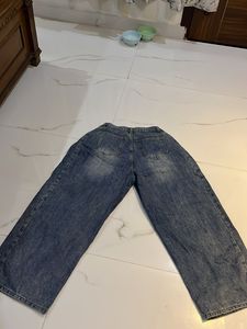 Blue Washed Wide Leg Jeans
