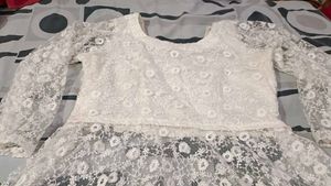White Net Modern Kurti