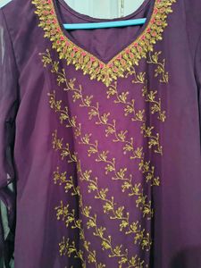Purple Kurta Palazzo Set with Dupatta