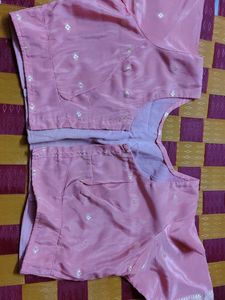 Pink Silk Lehenga with Silver Border