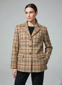 Plaid Cotton Blend Koren Coat.