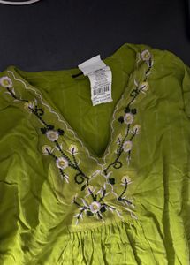 Lime Green Embroidered Kurta