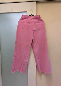 Pink Wide Leg Denim Pants