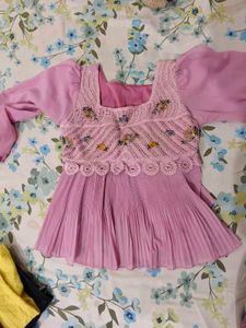 Pink top with Crochet and Pleats