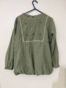 Embroidered Olive Green top