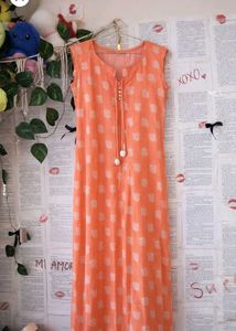 Peach Printed Kurta