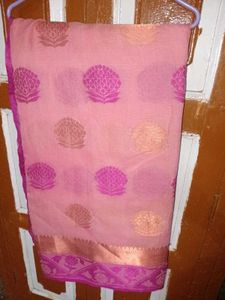Elegant Pink Saree with Purple Border