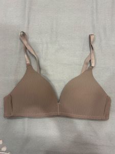 Women’s Nude Beige Ribbed Wireless Bra – Lightly U