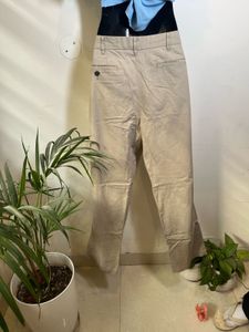 korean Beige Casual Trousers