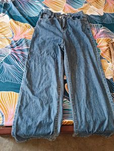Blue Wide Leg Denim Jeans