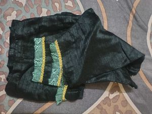Elegant Black &amp; Mint Green Embroidered Saree