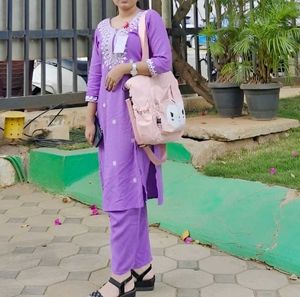 3 piece Elegant Lavender Kurta Set