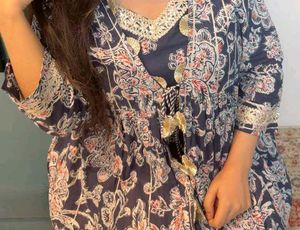 Rajasthani look 3 piece kurta set with open shrug