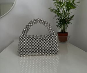 Silver Metallic Beaded Bag