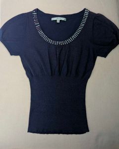 Y2K Purple Fitted Pleated Waist Top