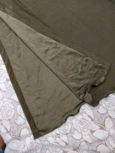 Olive Green Maxi Dress with Puff Sleeves