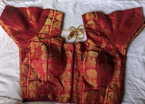 Designer Red & Gold Banarasi Silk Blouse