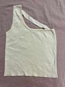 Light Yellow One Shoulder Tank Top