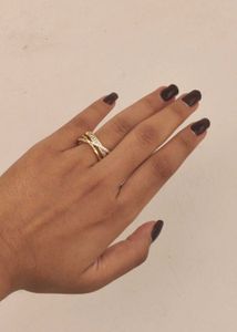 Criss Cross Gold Adjustable Ring