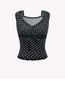 Polka Dot Lace Trimmed Cami Top