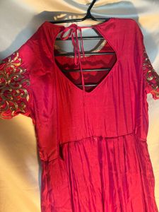 Pink Embroidered Indian Dress two tone