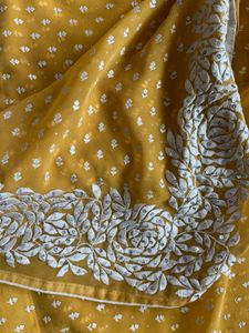 Embroidered Mustard Yellow Saree