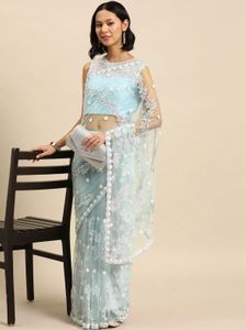 Light blue  chhabra Embroidered Net Saree