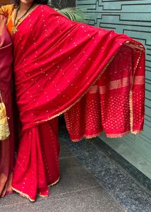 Red Saree with Gold embroidery