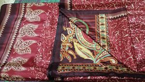 New Red Printed Silk Saree