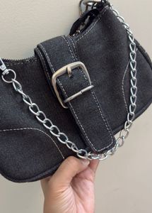 Imported Black Denim Shoulder Bag