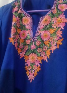 blue Embroidered Kurta Set(winter)