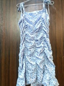 Chic Ruched Floral Mini Dress