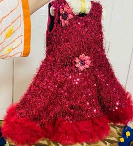Sparkling Red Fringed Party Dress