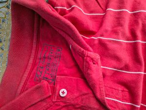 Men's Red Striped Polo T-Shirt