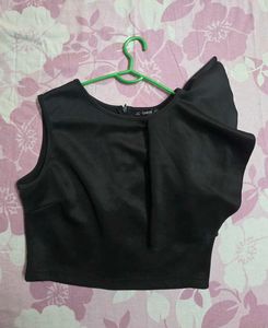 Black One-Shoulder Shein Crop Top