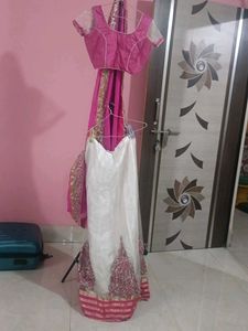 Beautiful Pink &amp; White Lehenga Choli