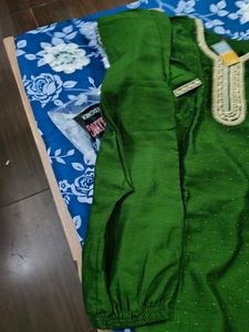 Green Ready Made Suit With Dupatta