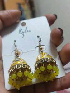 Vibrant Yellow Jhumka Earrings