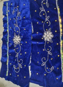 Royal Blue Embellished Velvet Blouse Piece