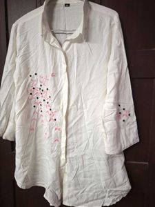 Chic White Embroidered Button-Down Shirt