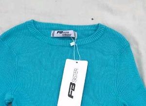 Turquoise Ribbed Cropped Top