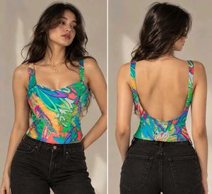 Vibrant Tropical Print Crop Top