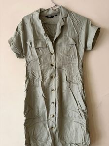 Olive Green Utility Shirt Dress