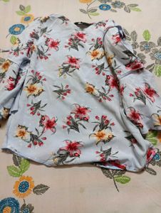 Light Blue Floral Print Top