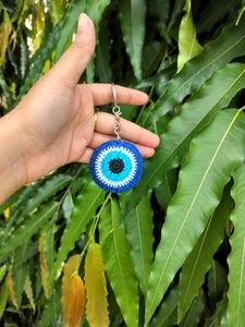 Crocheted Evil Eye Keychain