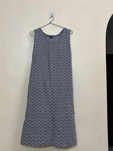 Light Blue Sleeveless Printed Dress